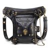 Black Waist Bag Women Gothic Fanny Packs Motorcycle Hip Leg Bag Steampunk Hol... | ShopDecimals
