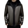 Business Casual Big Fur Collar Men's Leather Coat | ShopDecimals
