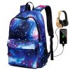 Male And Female Backpack Starry Sky USB Charging Middle School Student Schoolbag | ShopDecimals