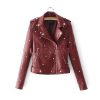 Women's leather jacket with rivet locomotive | ShopDecimals