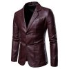 Autumn And Winter Men's Slim Fit All-match PU Suit | ShopDecimals