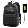 Backpack canvas travel bag external usb charging interface with headphone hole junior high school student bag | ShopDecimals