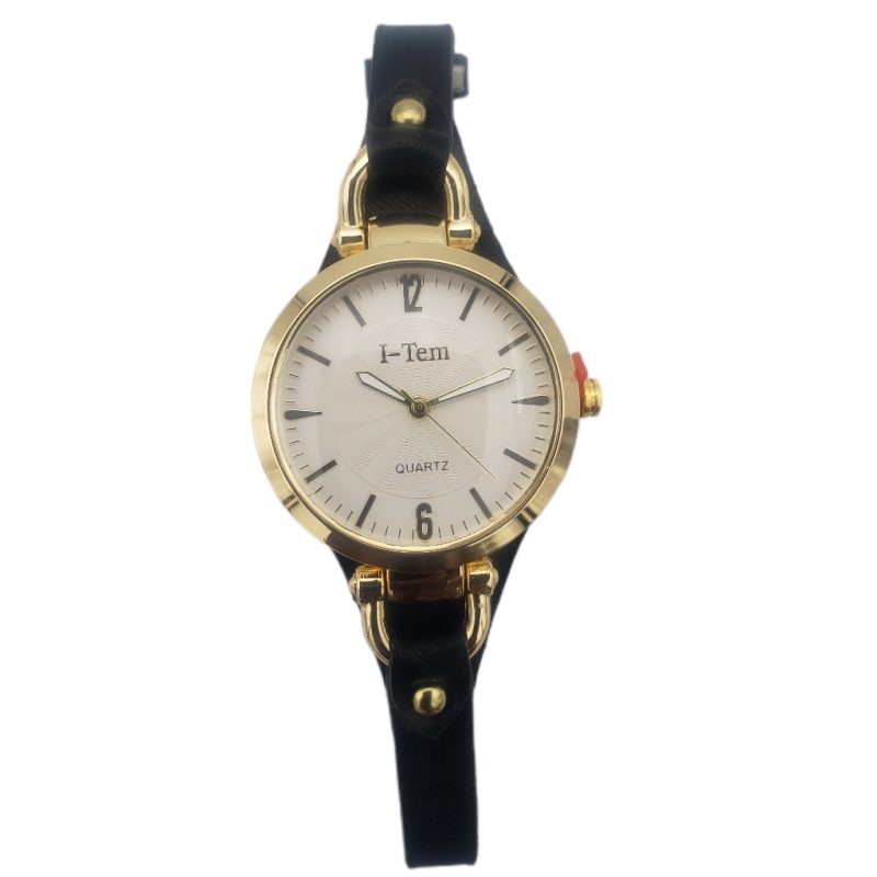 I-Tem Monalisa I-TW680: Elegant Thin Leather Wristband Watch for Women - Stylish and Compelling Timepiece- I-Tem Innovation by Temi | ShopDecimals - Black
