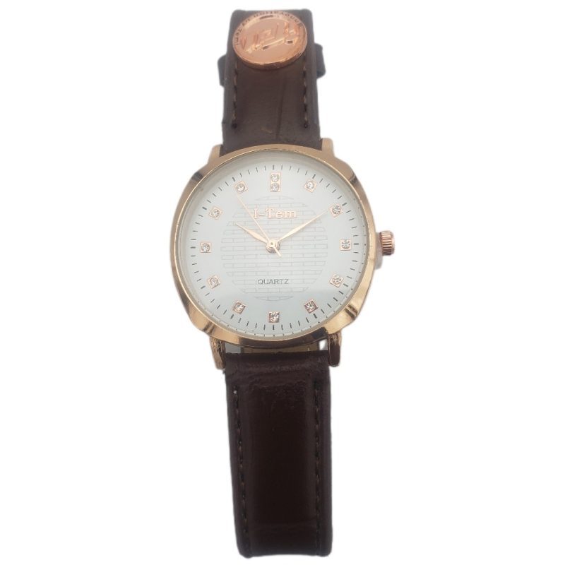 I-Tem Jeliness Max I-TW007 Quartz Rose Gold Watch for Ladies - Elegant Italian Leather Strap and Diamond Accent- I-Tem Innovation by Temi | ShopDecimals - Coffee