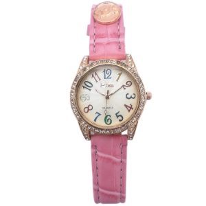 I-Tem Old-School I-TW165 Rhinestone Quart Watch - Stylish Women's Fashion Watch with Italian Leather Strap- I-Tem Innovation by Temi | ShopDecimals - Pink