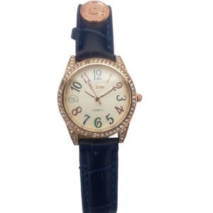 I-Tem Old-School I-TW165 Rhinestone Quart Watch - Stylish Women's Fashion Watch with Italian Leather Strap- I-Tem Innovation by Temi | ShopDecimals - Blue
