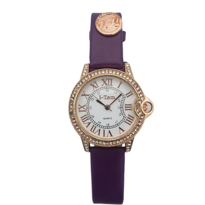 The Sydney Padel I-TW320 Women Fashion Quartz Wristwatch - Stylish Rose Gold Dial with Colorful Pu Leather Strap- I-Tem Innovation by Temi | ShopDecimals - Purple