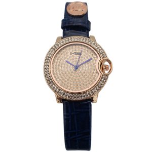 I-Tem Style Maldoca I-TW500 Stone Face Leather Wristwatch - Classy Women's Quartz Watch with Crystal Stone Dial- I-Tem Innovation by Temi | ShopDecimals - Blue