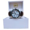 Time Sensor I-TW30A Chronograph Watch: White Dial, Brown Leather Strap, Scratch Resistant Sapphire Crystal- I-Tem Innovation by Temi | ShopDecimals