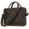 Retro Crazy Horse Leather Briefcase 14-inch Commuter Business Briefcase | ShopDecimals