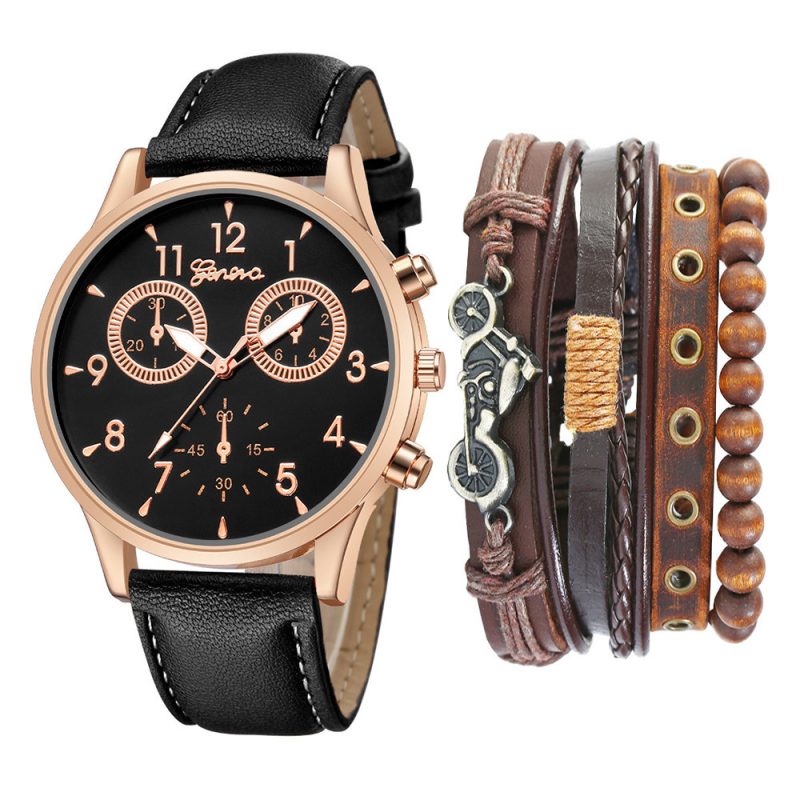Watch Set Two-eye Belt Quartz Watch Bicycle Punk Bracelet | ShopDeecimals