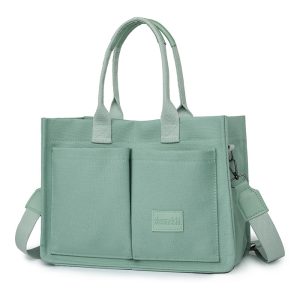 Canvas Shoulder Bag Women Large Capacity Multi-pocket Handbags Casual Crossbody Shopper Bags For Students | ShopDecimals
