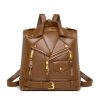 Soft Leather Textured Jacket Trendy Wild Clothes Backpack | ShopDecimals