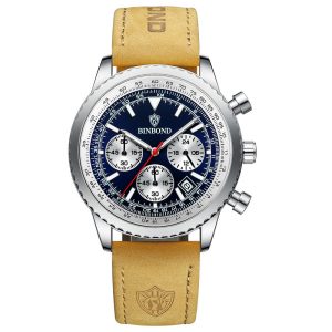 Men's Multi-functional Ultra-thin Business Style Leather Belt Waterproof Luminous Calendar Watch | ShopDecimals