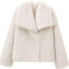 French Style Large Lapel Artificial Fur Plush Coat | ShopDecimals