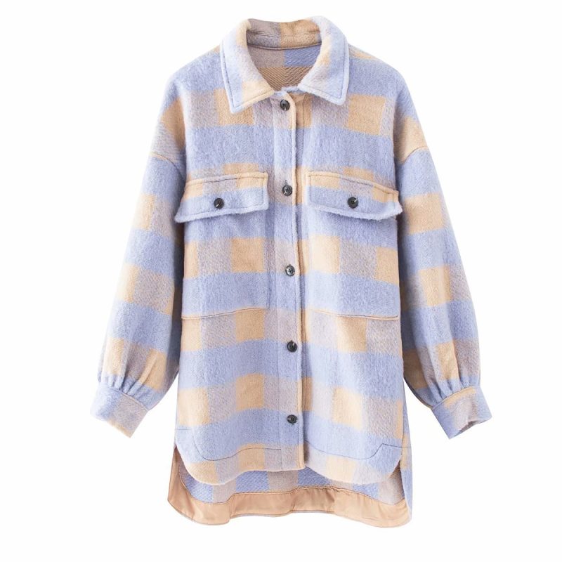 Plaid Single Versey Versatile Long Sleeve Coat | ShopDecimals