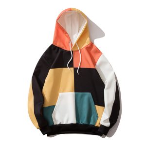 Multi-color plaid and wind-up sweater youth personality Korean style hooded sweater | ShopDecimals