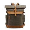 Backpack Crazy Horse Leather Leisure Travel Bag Men's Backpack Oil Wax Handheld Canvas Computer | ShopDecimals