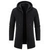 Autumn And Winter Fleece-lined Thickening Trendy Solid Color Men's Cardigan Mid-length Hooded Jacket | ShopDecimals