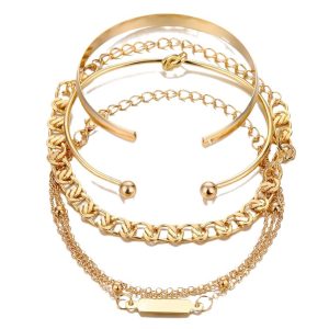European And American Simple Hundred Chain Ring Bracelet 4-piece Set | ShopDecimals
