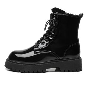 Black Working Wear British Style Casual Motorcycle Leather Boots | ShopDecimals