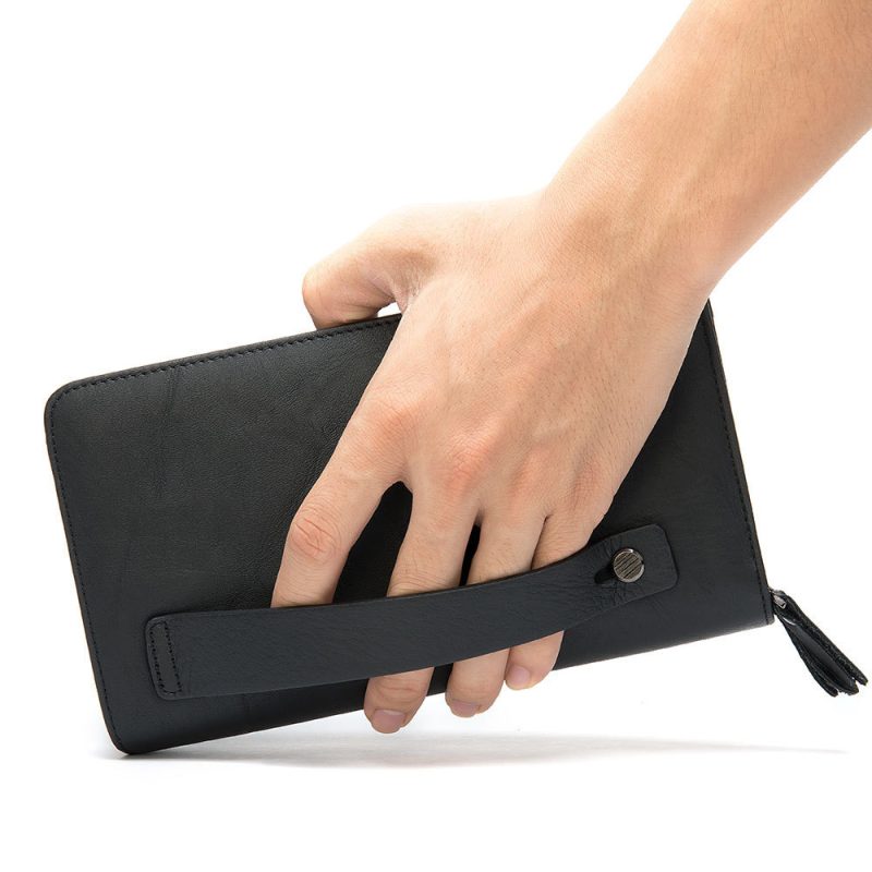 First Layer Cowhide Clutch Double Layer Zipper Wallet | ShopDecimals