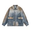 Tie-dye Gradient Denim Coat Men's Waste Soil Wind Cargo Pocket Loose | ShopDecimals