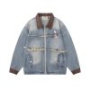 European And American Fashion Loose Contrast Color Lapels Washed And Worn Denim Jacket | ShopDecimals