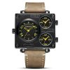 Watch Retro Fashion Square Multi-time Zone Sports Retro Leather Watch | ShopDecimals