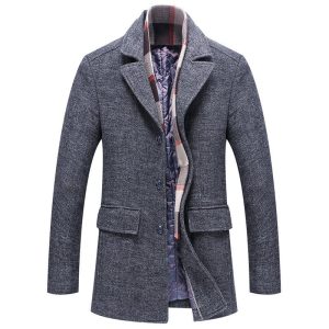 Fall Winter Men's Woolen Coat Fashion Polo Collar Cotton Scarf | ShopDecimals