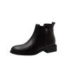 British Soft Leather Round Toe Side Zipper Short Boots | ShopDecimals