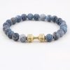 Weathered Agate Volcanic Frosted Beaded Dumbbell Bracelet | ShopDecimals