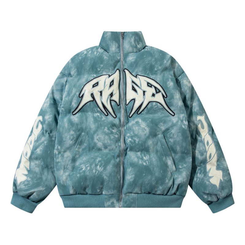 American Retro Washed Distressed Affixed Cloth Embroidered Cotton-padded Coat | ShopDecimals