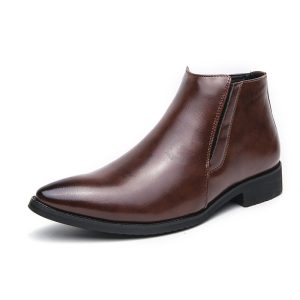 High-top Leather Shoes Men's Side Zipper British Working Wear Ankle Boots | ShopDecimals