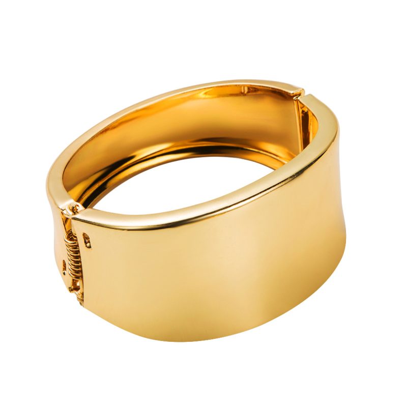Wide Glossy Geometric Design Spring Bracelet | ShopDecimals