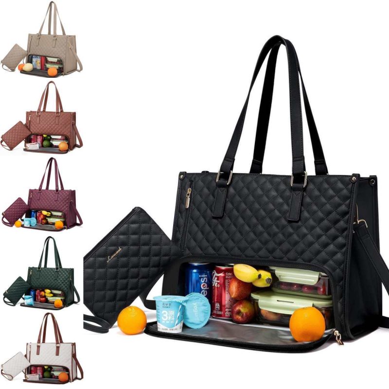 Fashionable Lunch Tote Bag Women's Thermal Insulation Lunch Box Leak-proof Crossbody Computer Storage Bag Quilted Large Capacity Handbag With Purse | ShopDecimals