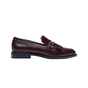 Flat-heel Brown Leather Solid Color Round Toe Low-top Commuter Shoes | ShopDecimals