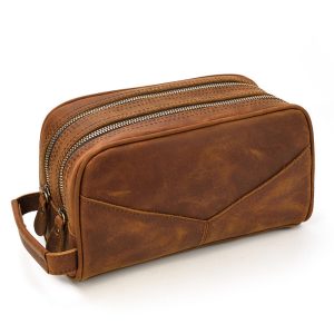 First Layer Cowhide Double Layer Zipper Handbag Wallet | ShopDecimals