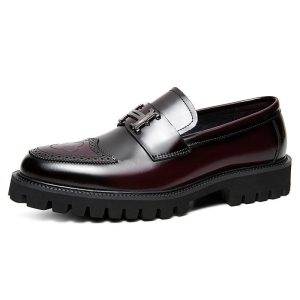 Slit Beads Matte Craft Leather Shoes For Men - ShopDecimals
