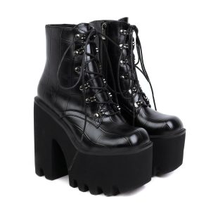 Women's Fashion Front Lace-Up Square Toe Viscose Boots | ShopDecimals