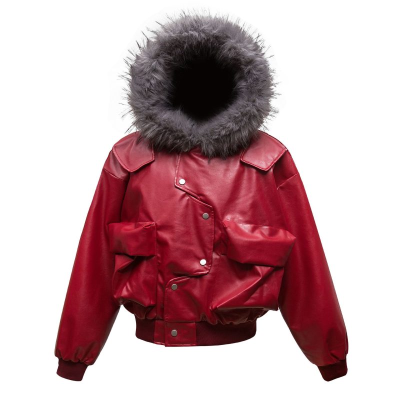 Men's Retro PU Leather Three-dimensional Pocket Cotton-padded Coat | ShopDecimals