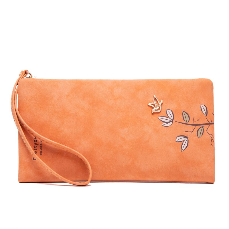 Frosted Zipper Handbag Leaf Print Wallet | ShopDecimals