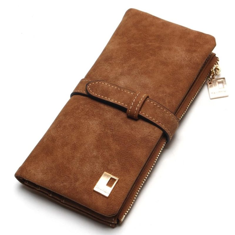 The Retro Matte Leather Two-fold draw Long Wallet Multi-Card Lady Wallet | ShopDecimals