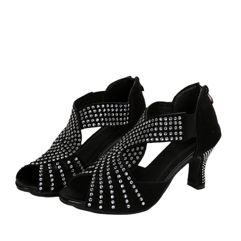 Spring And Summer Rhinestone High-heeled Peep Toe Heel Sandals | ShopDecimals