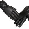 Winter plus velvet warm leather PU outdoor riding sports full touch screen three strips of leather gloves | ShopDecimals