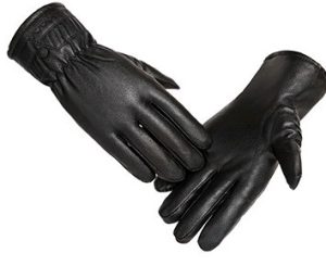 Winter plus velvet warm leather PU outdoor riding sports full touch screen three strips of leather gloves | ShopDecimals