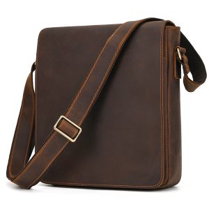 First Layer Cowhide Flip Shoulder Men's Leather Shoulder Bag Crazy Horse Leather Cross-body Bag | ShopDecimals