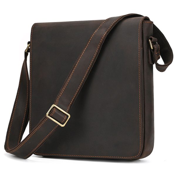 First Layer Cowhide Flip Shoulder Men's Leather Shoulder Bag Crazy Horse Leather Cross-body Bag | ShopDecimals