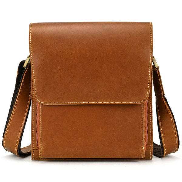 First Layer Cowhide Flip Shoulder Men's Leather Shoulder Bag Crazy Horse Leather Cross-body Bag | ShopDecimals
