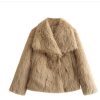 Winter Plush Coat Fashion Thicken Lapel Outwear Casual Long Sleeve Tops Womens Clothing | ShopDecimals